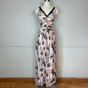 Jason Wu Watercolor Poppy Sleeveless Maxi‎ Dress Size 12 Chiffon Fairy Romantic